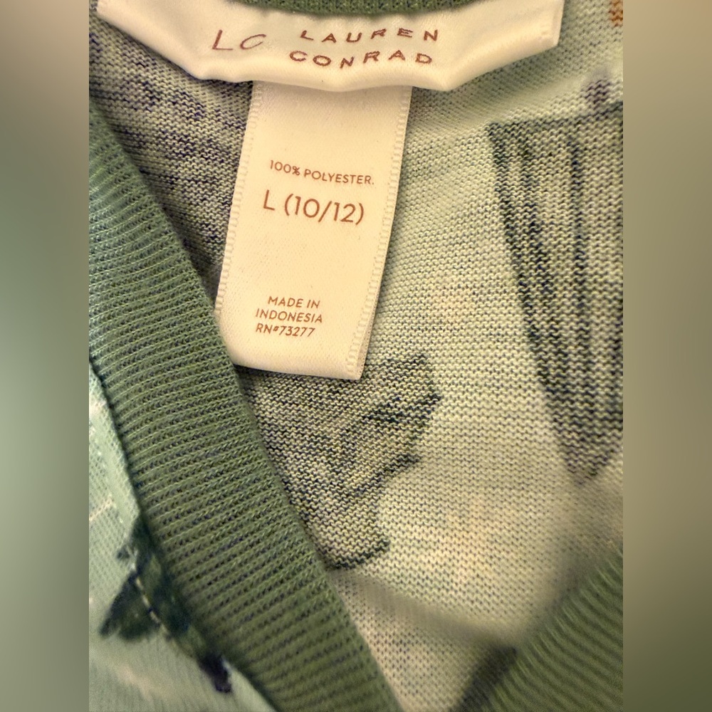 LC Lauren Conrad Green and Black Kids Pajama Top - Picture 2 of 2